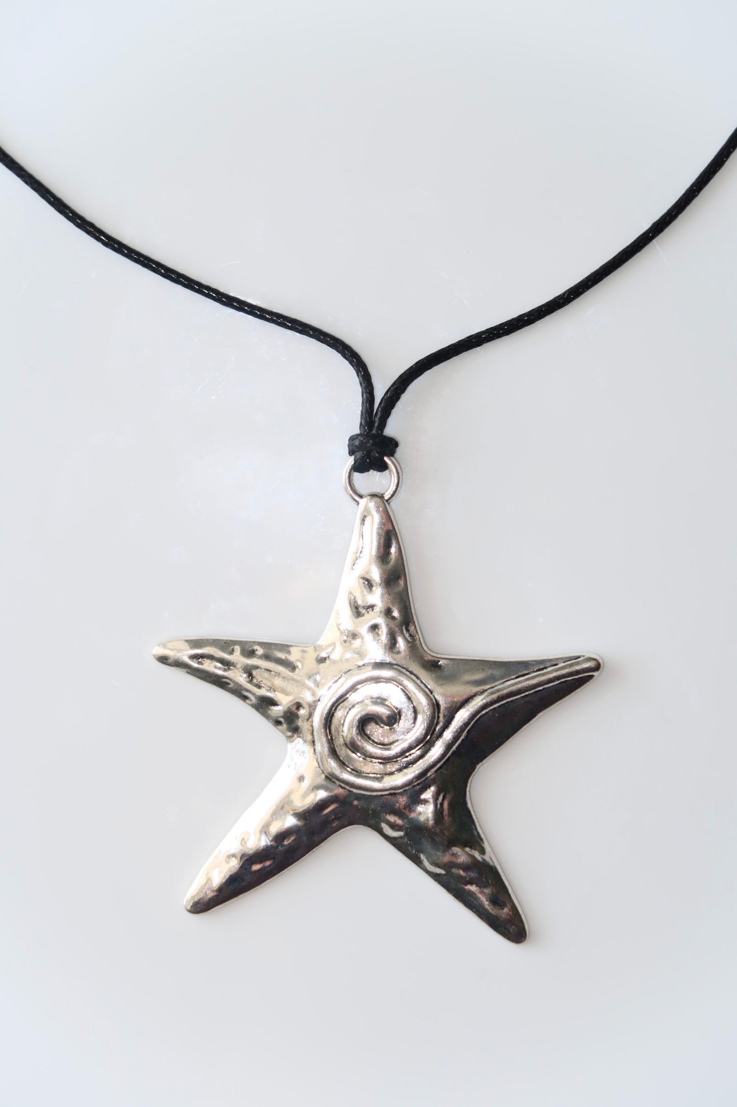 WISTERIA - STATEMENT SILVER STAR NECKLACE BLACK BAND