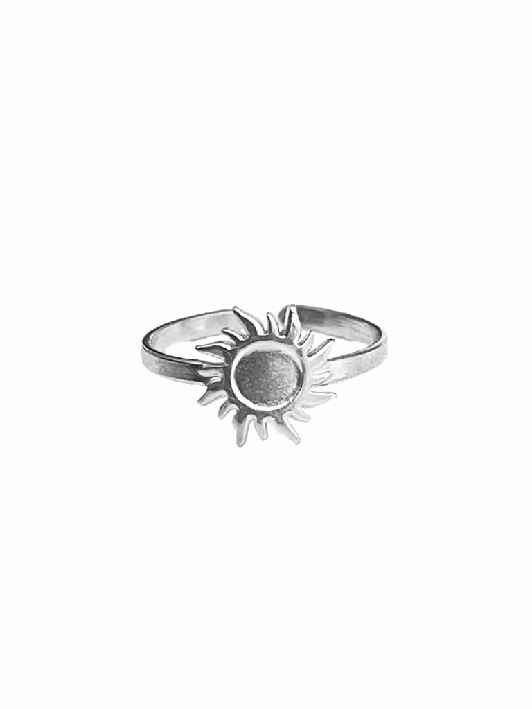 SUNFLOWER SILVER RING IN STAINLESS STEEL