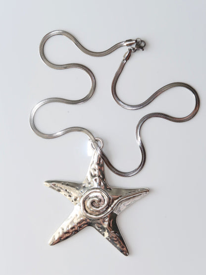 WISTERIA - STATEMENT SILVER STAR NECKLACE SNAKE CHAIN