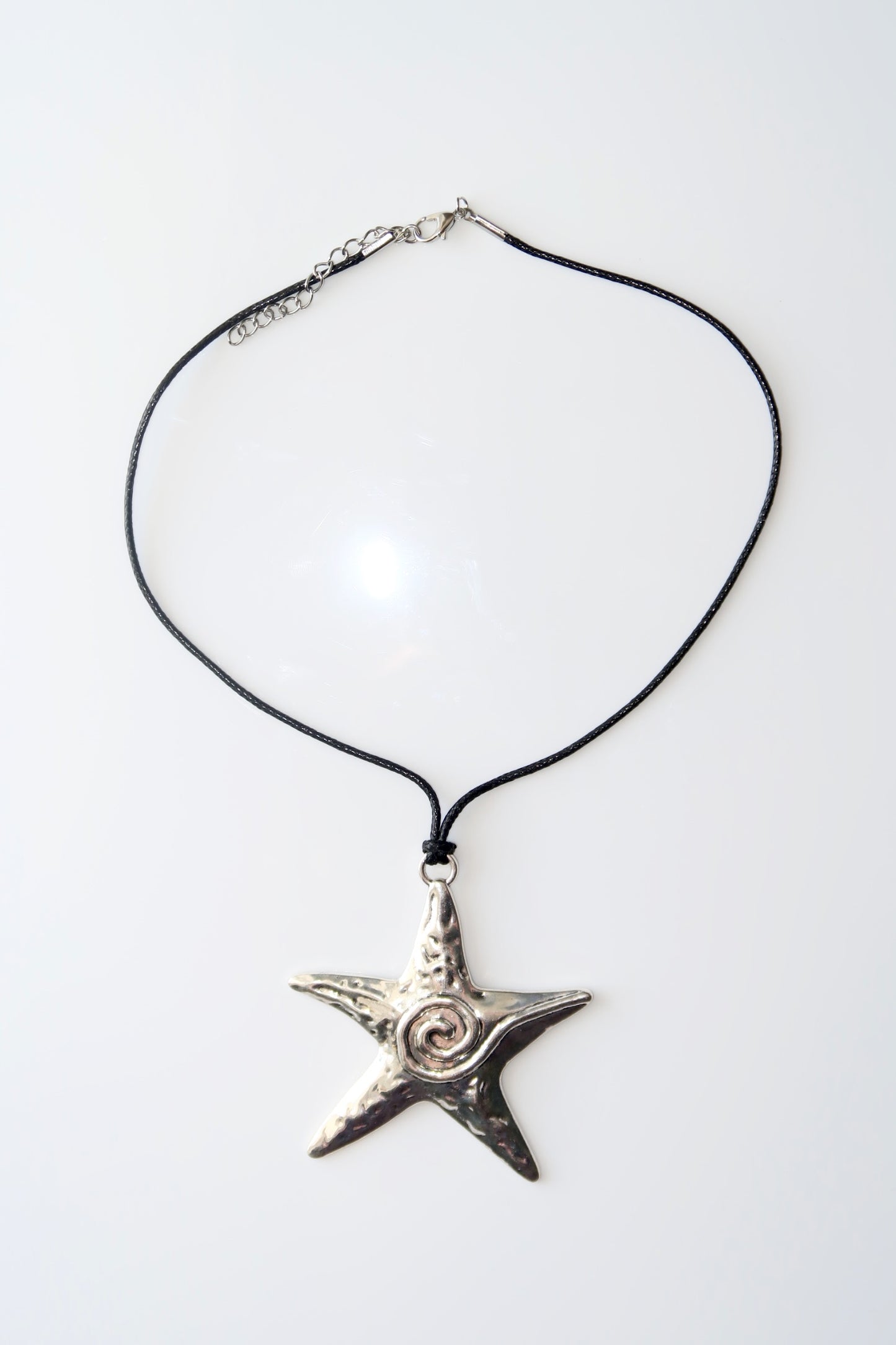 WISTERIA - STATEMENT SILVER STAR NECKLACE BLACK BAND