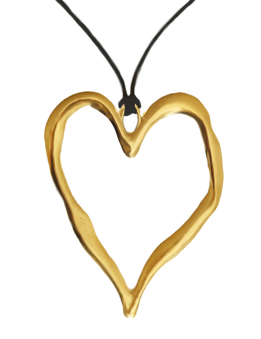 LAVENDER - STATEMENT HEART NECKLACE IN GOLD BLACK BAND