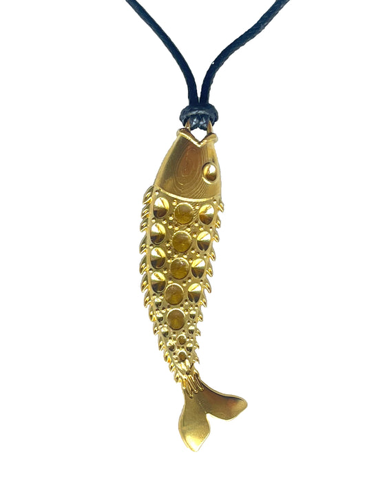 VERBENA - GOLD FISH NECKLACE WITH A BLACK BAND