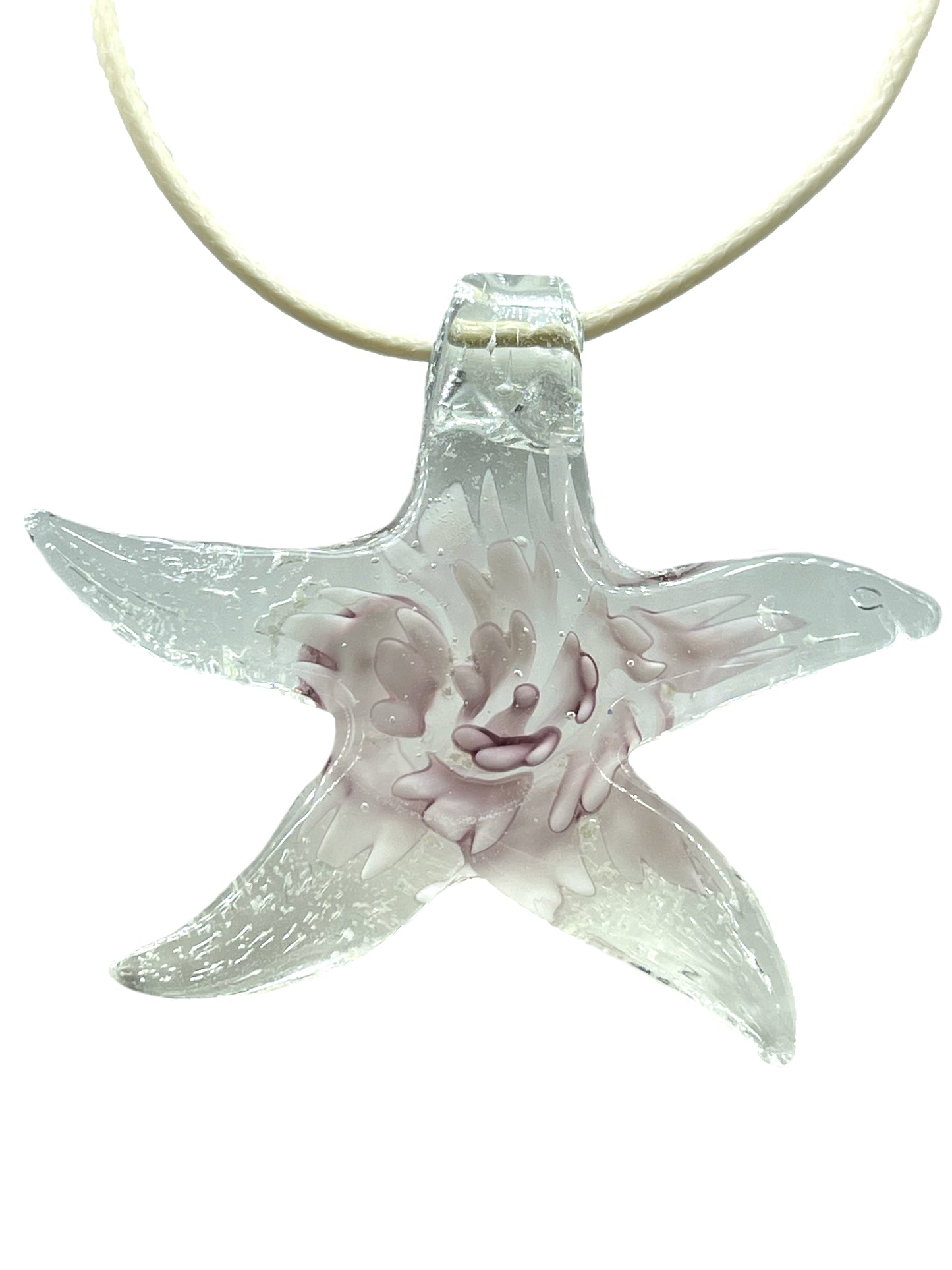 OLIVIA - STARFISH GLASS PENDANT IN GREEN WITH A COTTON BAND